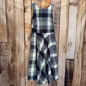 Eliza J Dress Gingham Navy Size 4 Swing Fit and Flare Plaid Checkered Sleeveless